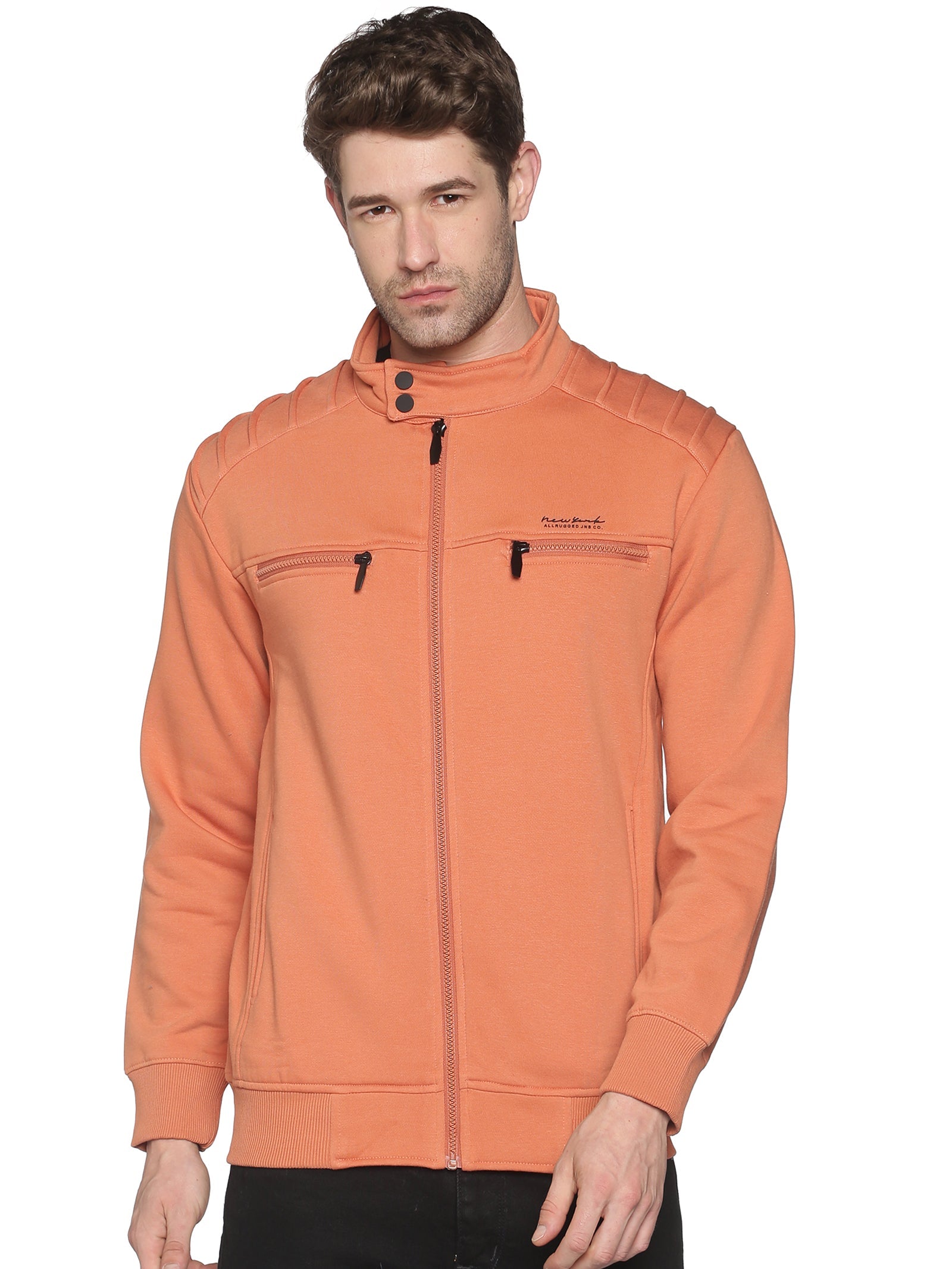 Men Solid Orange Sweatshirt