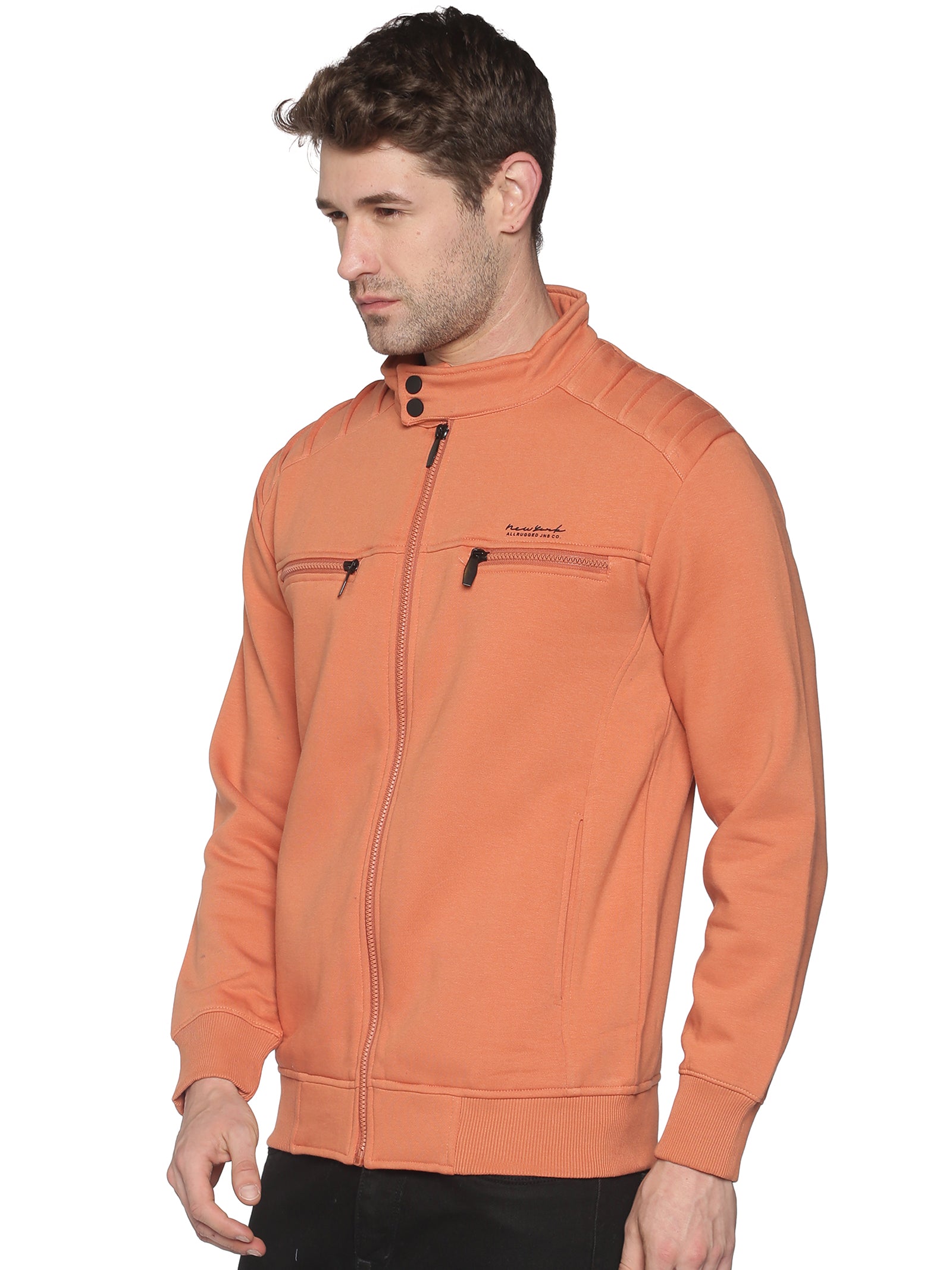 Men Solid Orange Sweatshirt