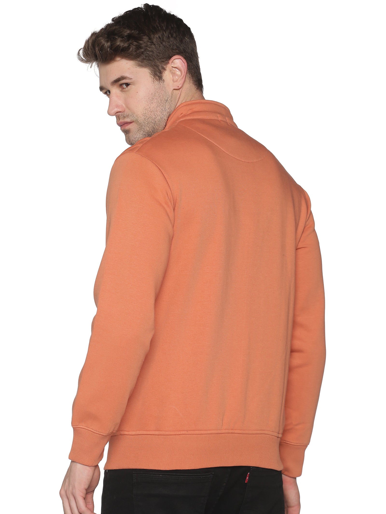 Men Solid Orange Sweatshirt