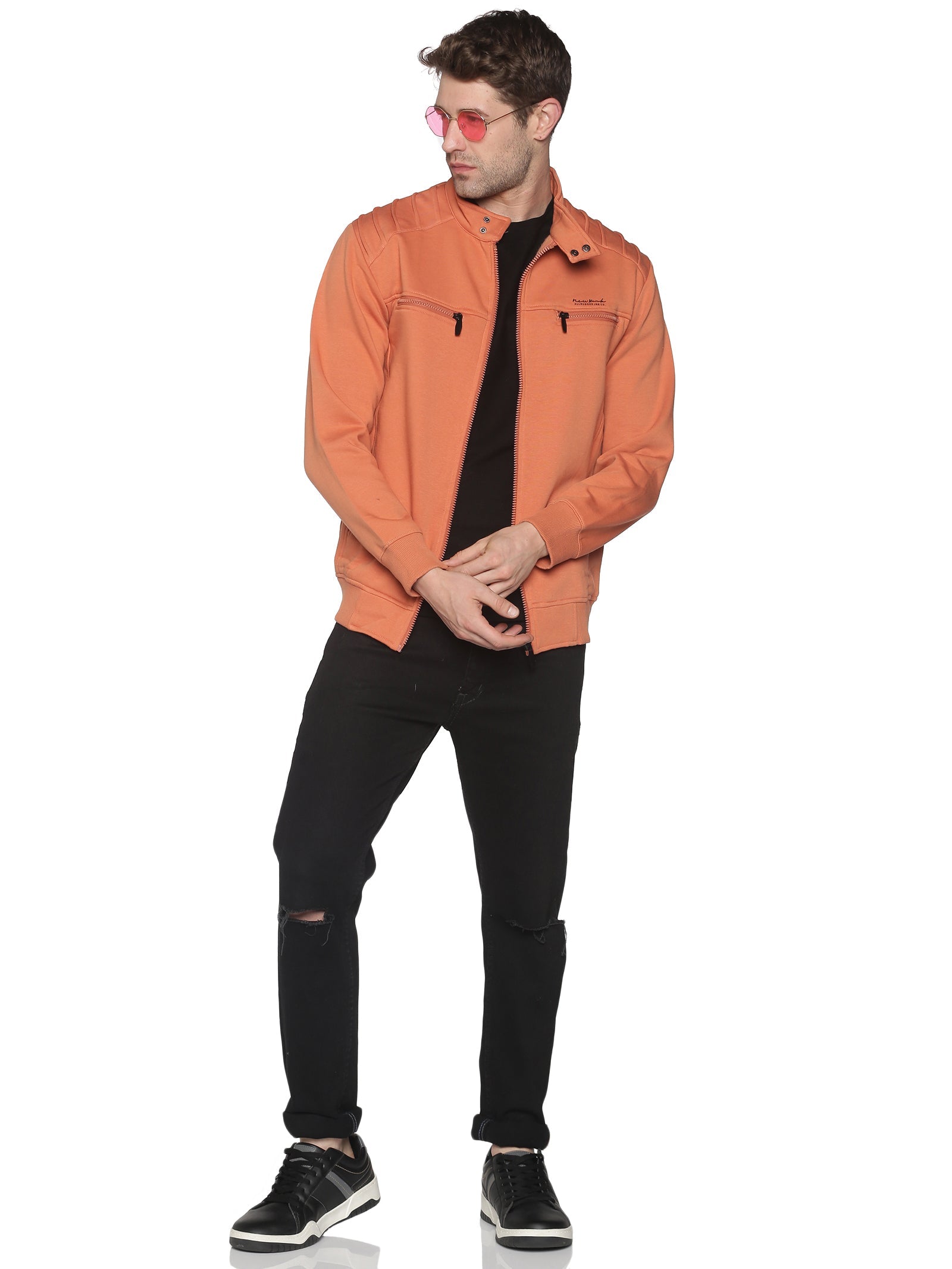 Men Solid Orange Sweatshirt