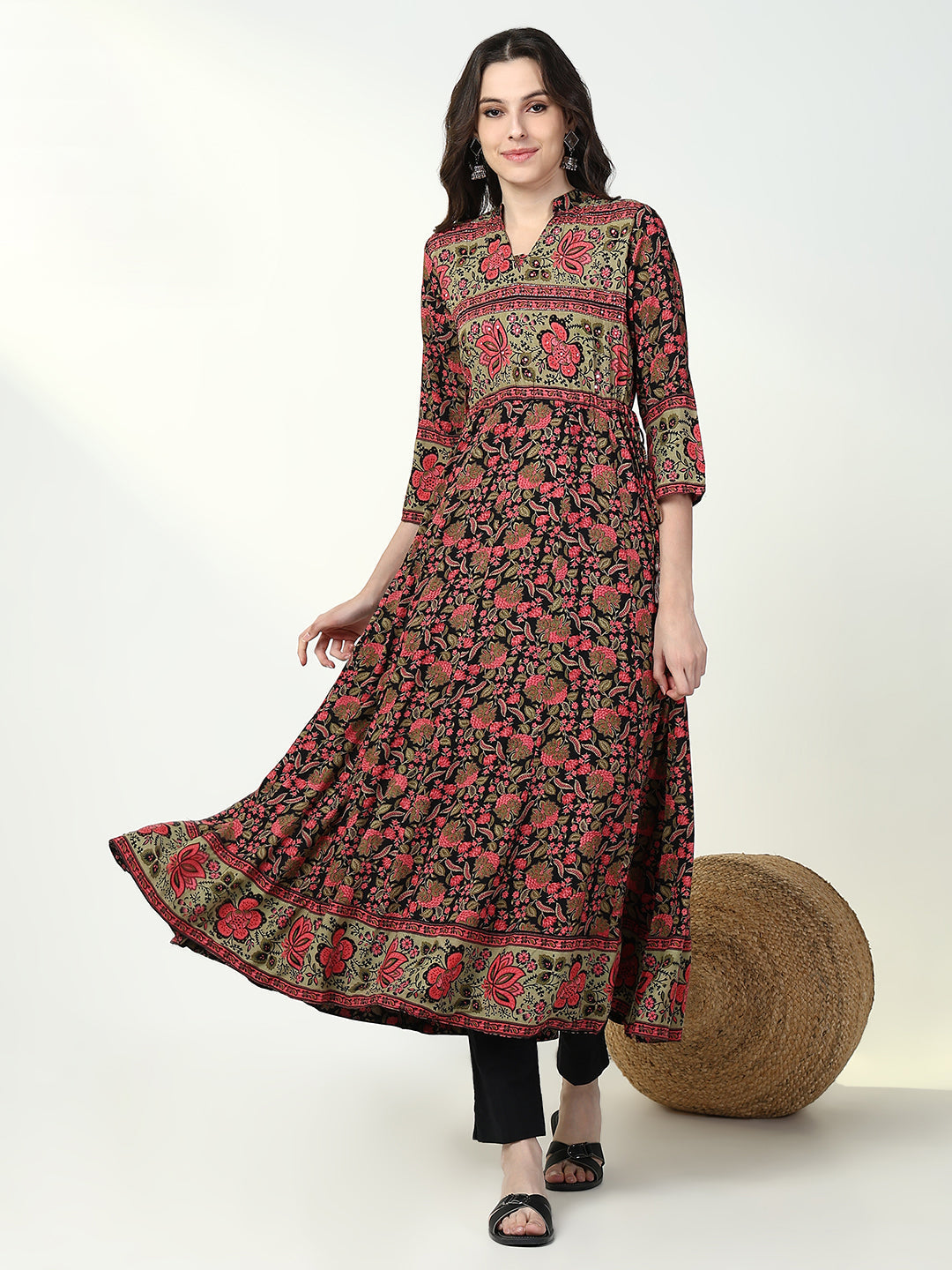 Women Multi Floral Anarkali Kurta