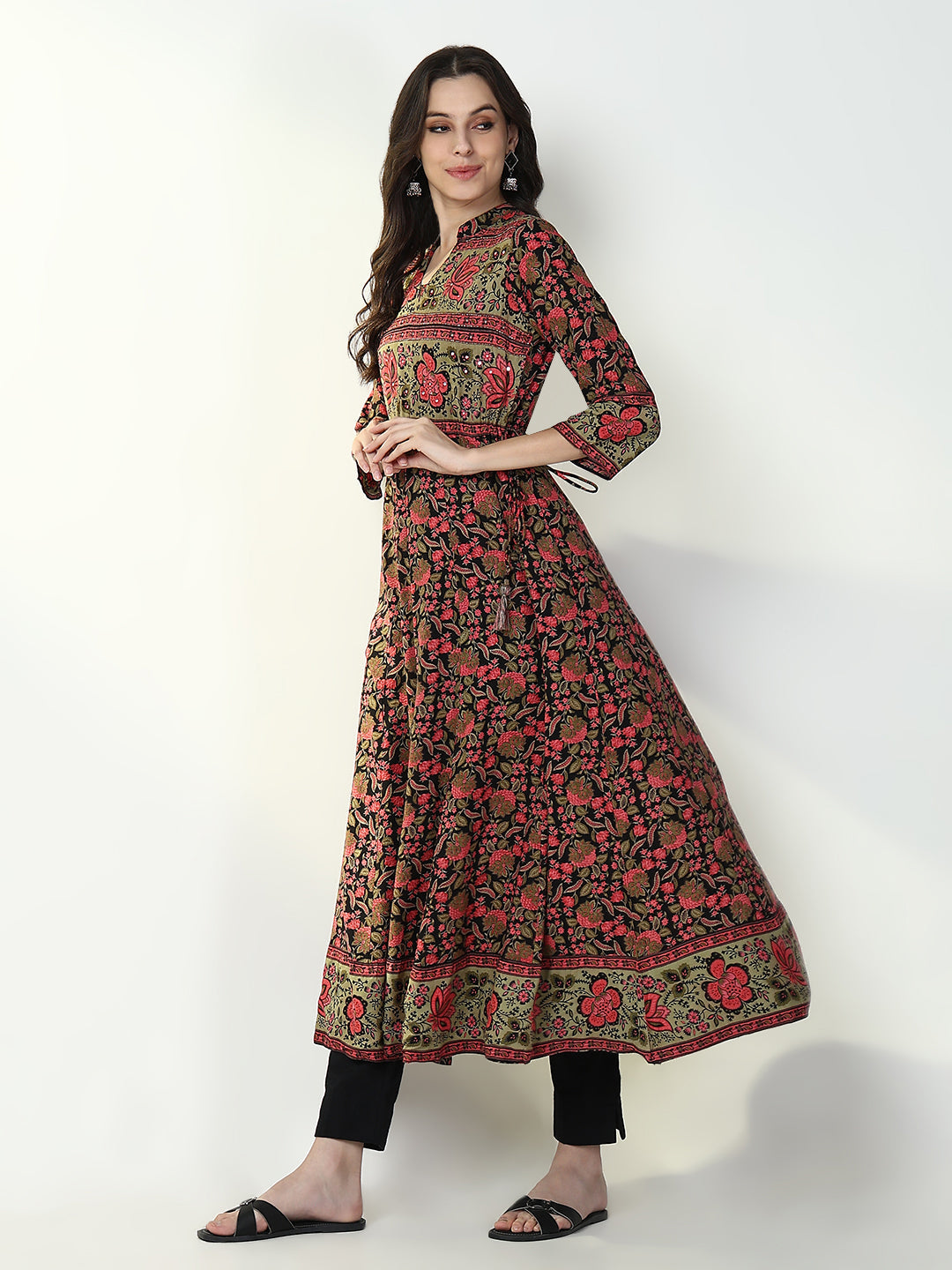 Women Multi Floral Anarkali Kurta