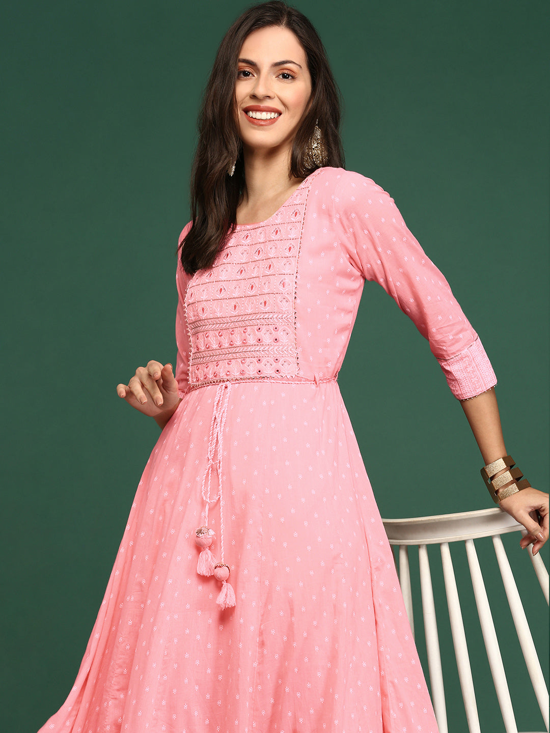 Women's Pink Printed Anarkali Kurta