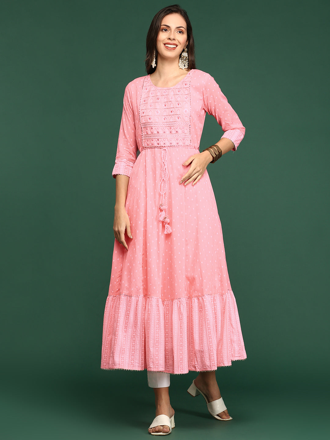 Women's Pink Printed Anarkali Kurta