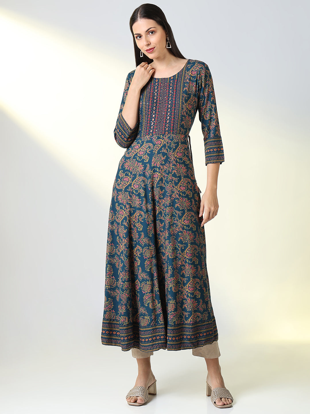 Women Blue Ethnic Motifs Anarkali Kurta