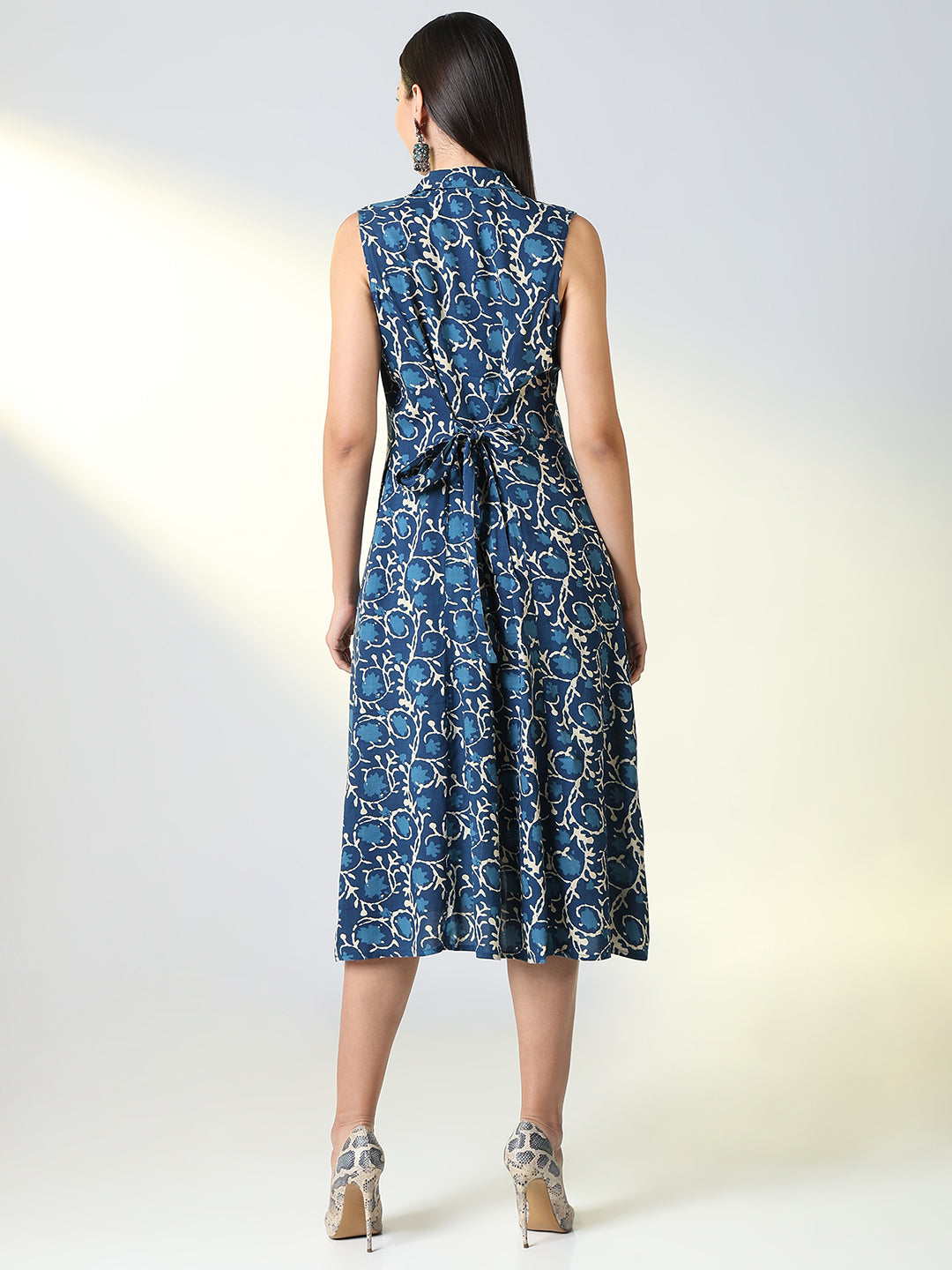 Women Blue Floral A Line Dress