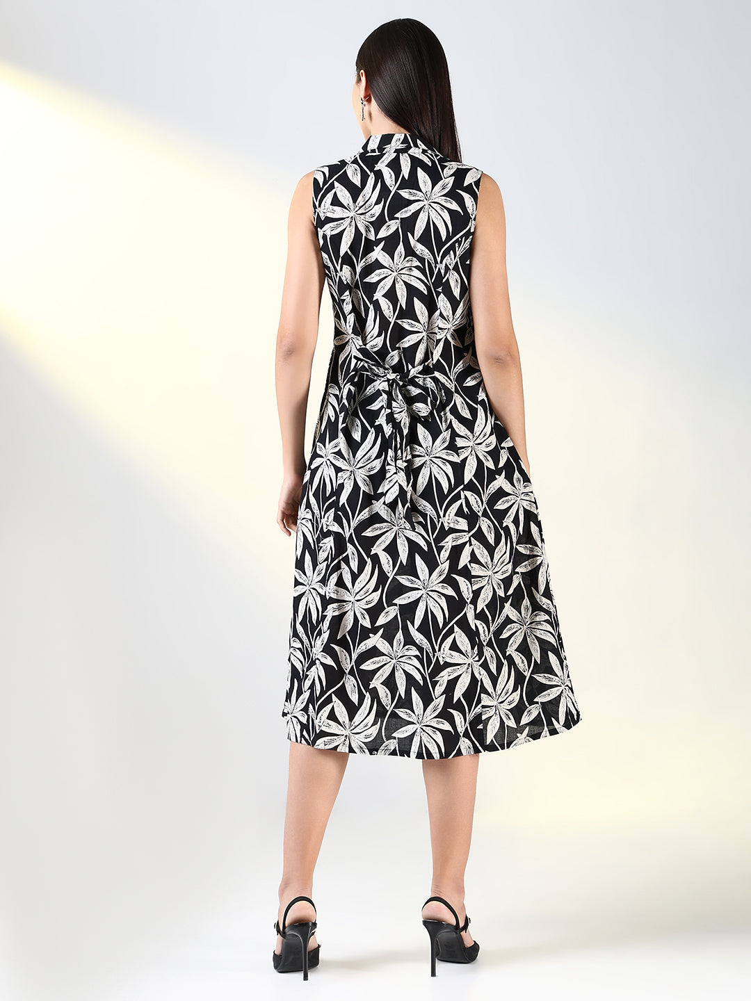 Women Black Floral A Line Dress