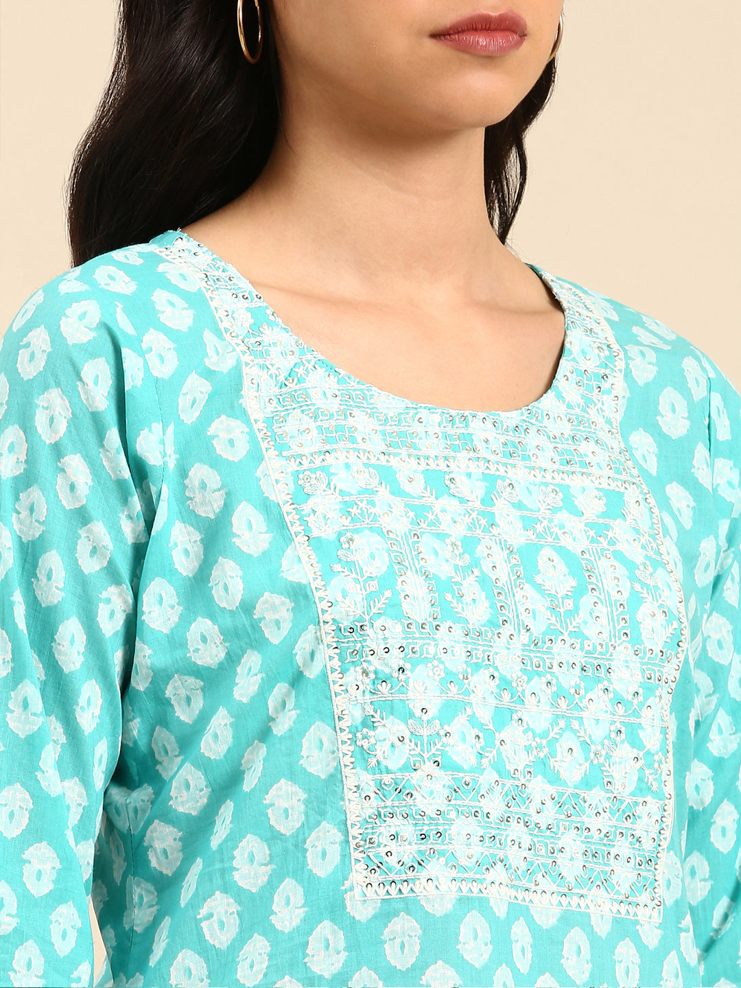 Women Graphic Blue Straight Kurta Set with Dupatta