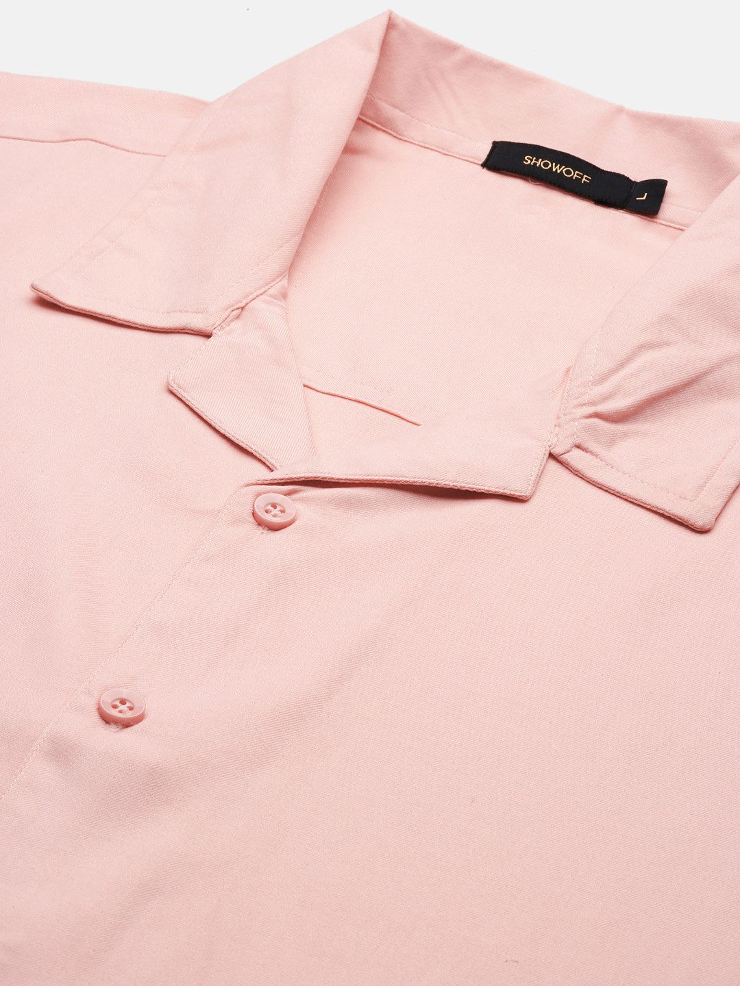 Men Peach Solid Cuban Collar Shirt