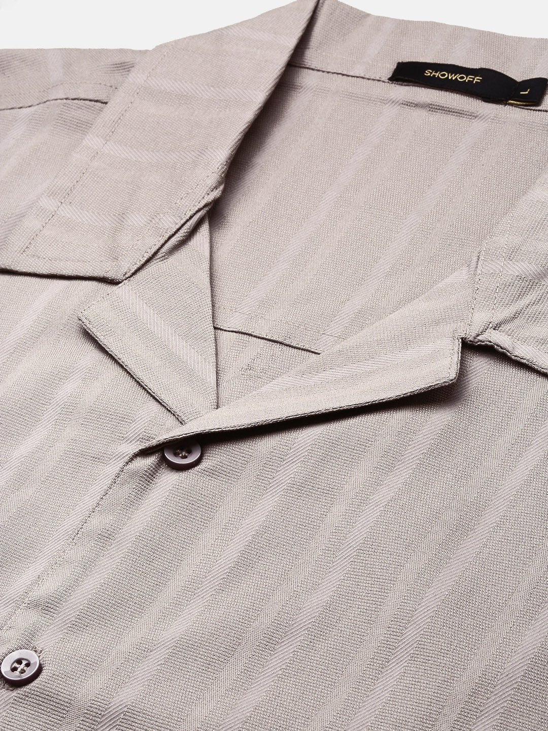 Men Grey Solid Cuban Collar Shirt