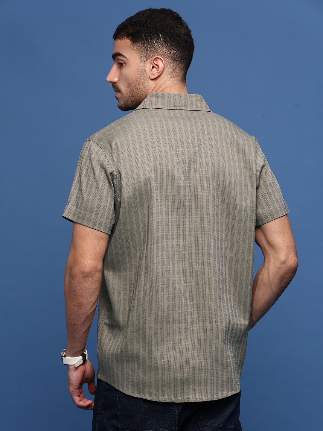 Men Olive Solid Cuban Collar Shirt