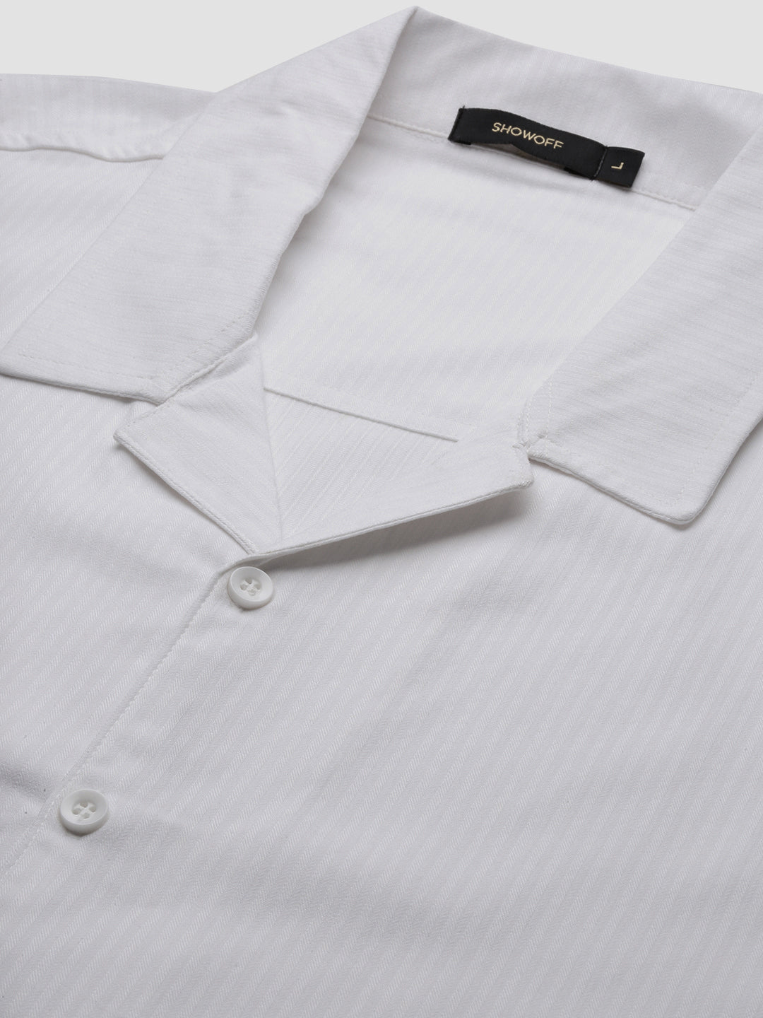 Men White Cuban Collar Shirt