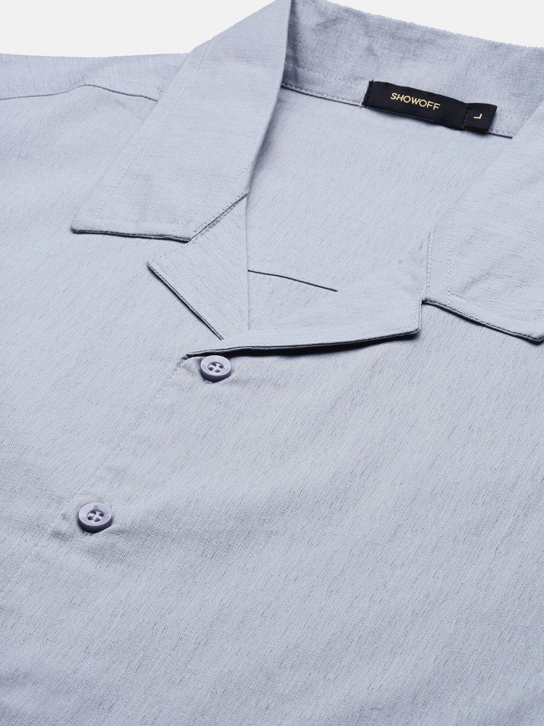 Men Grey Solid Cuban Collar Shirt