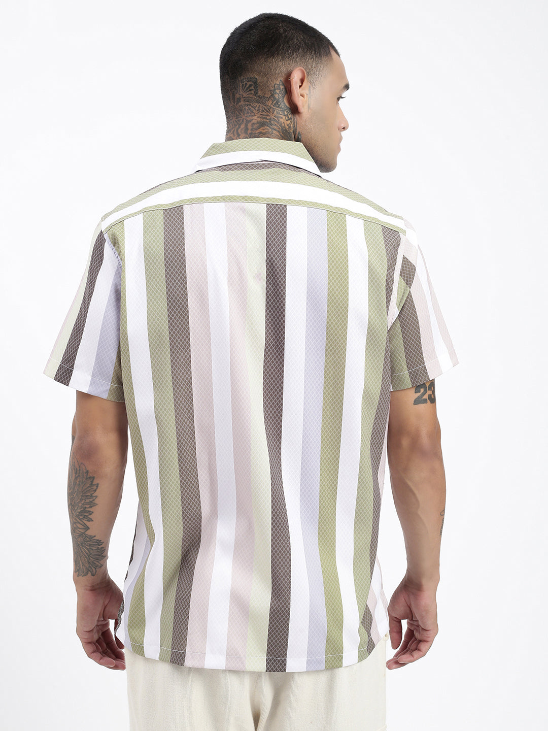 Men Striped Green Relaxed Fit Shirt