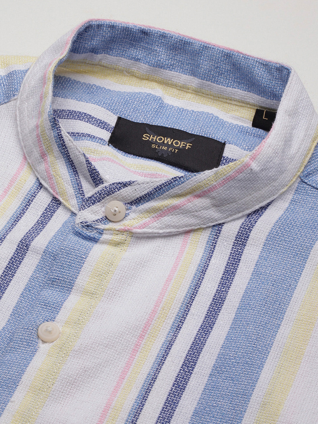 Men Blue Striped Slim Fit Shirt