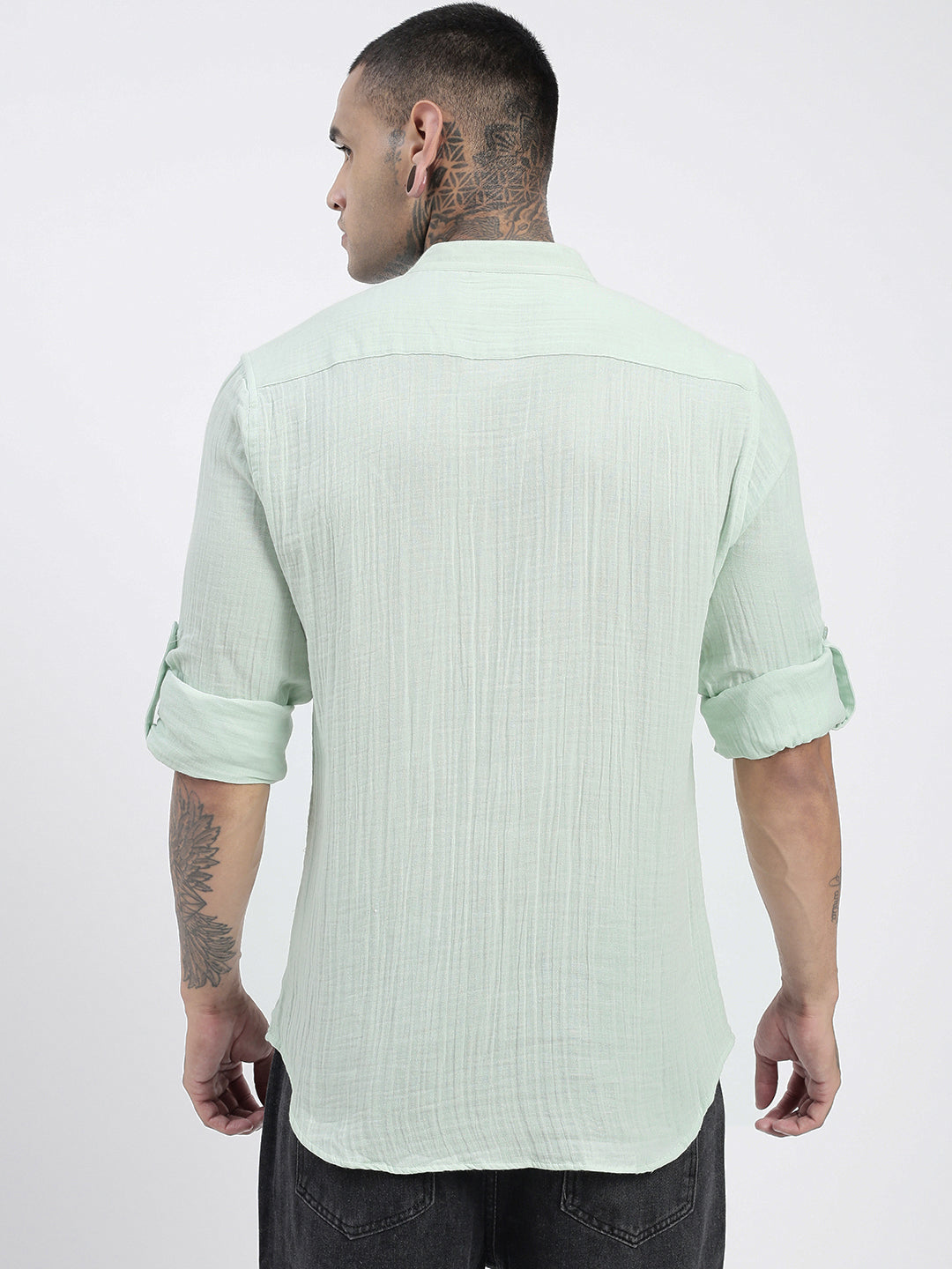 Men Green Solid Kurta