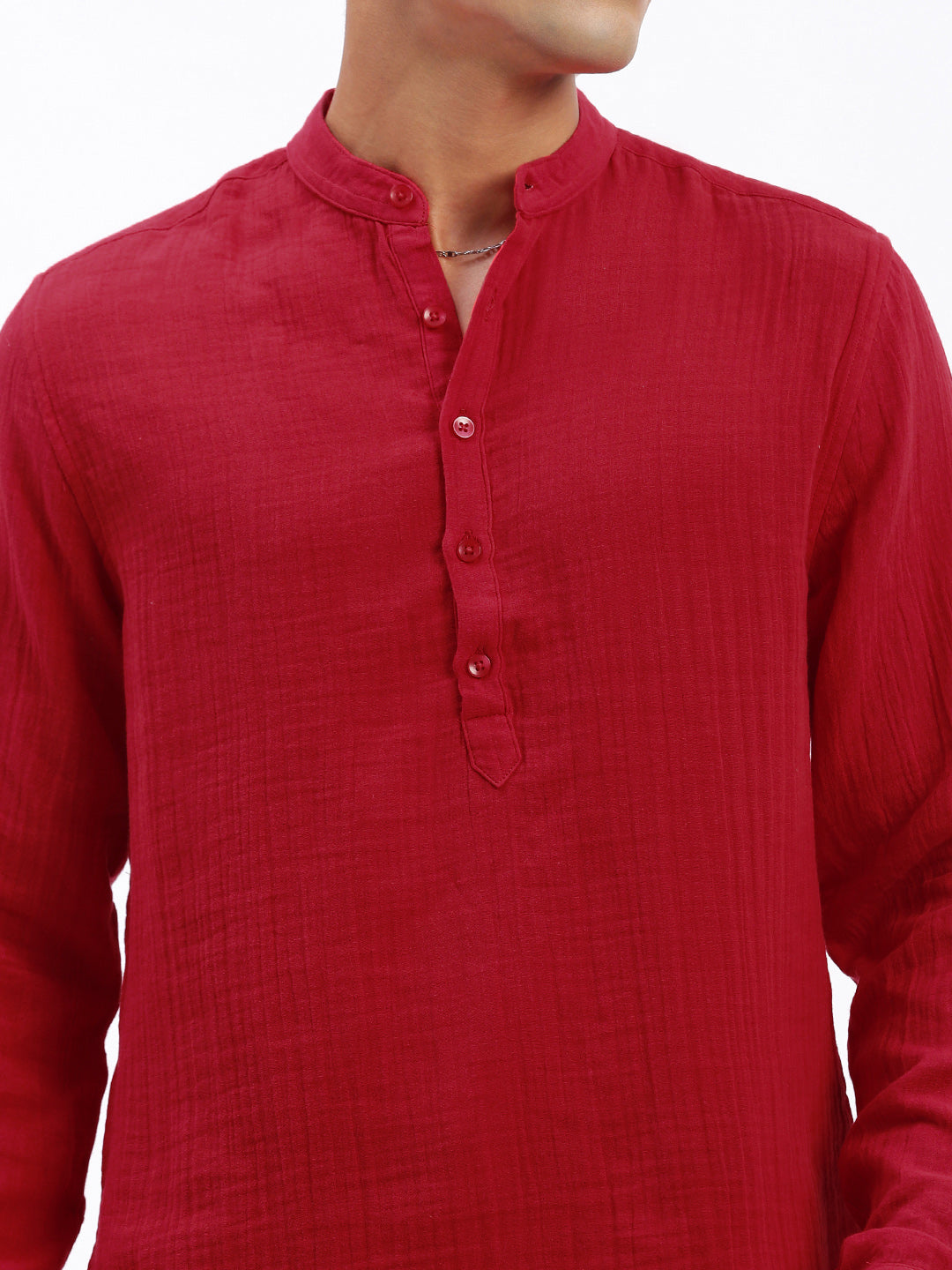 Men Red Solid Kurta