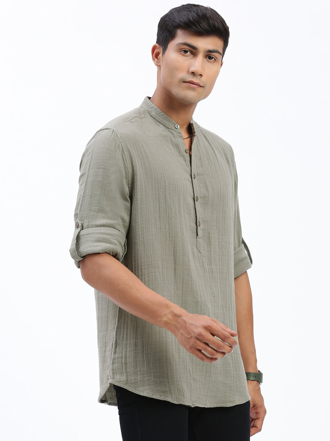 Men Green Solid Kurta