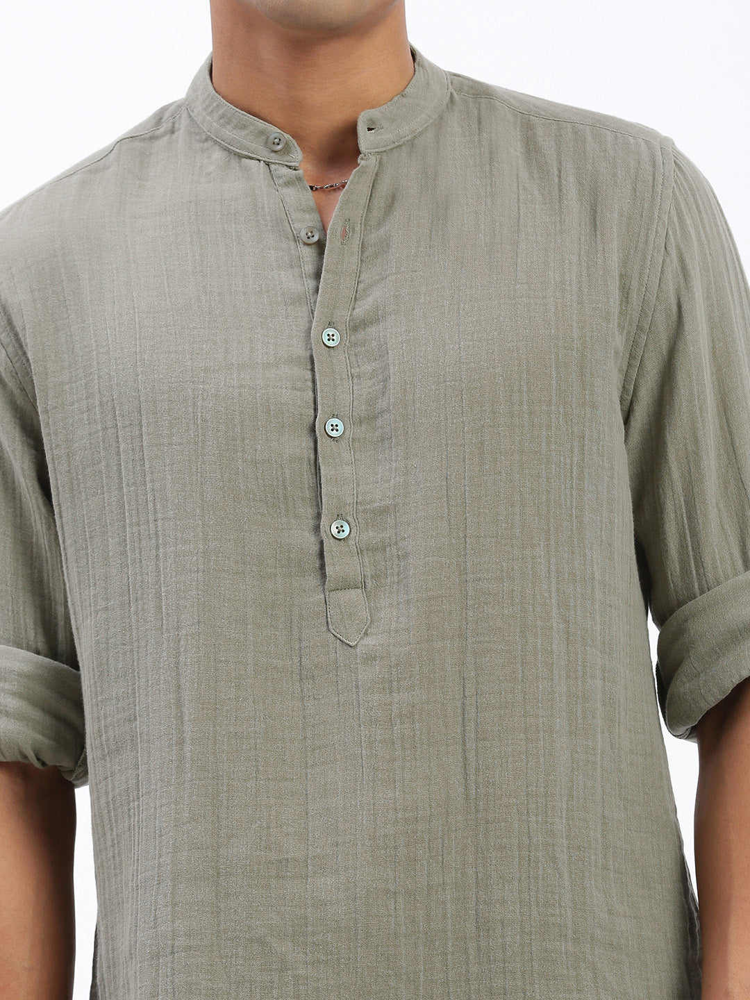 Men Green Solid Kurta