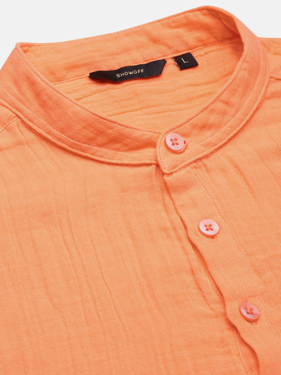 Men Orange Solid Kurta