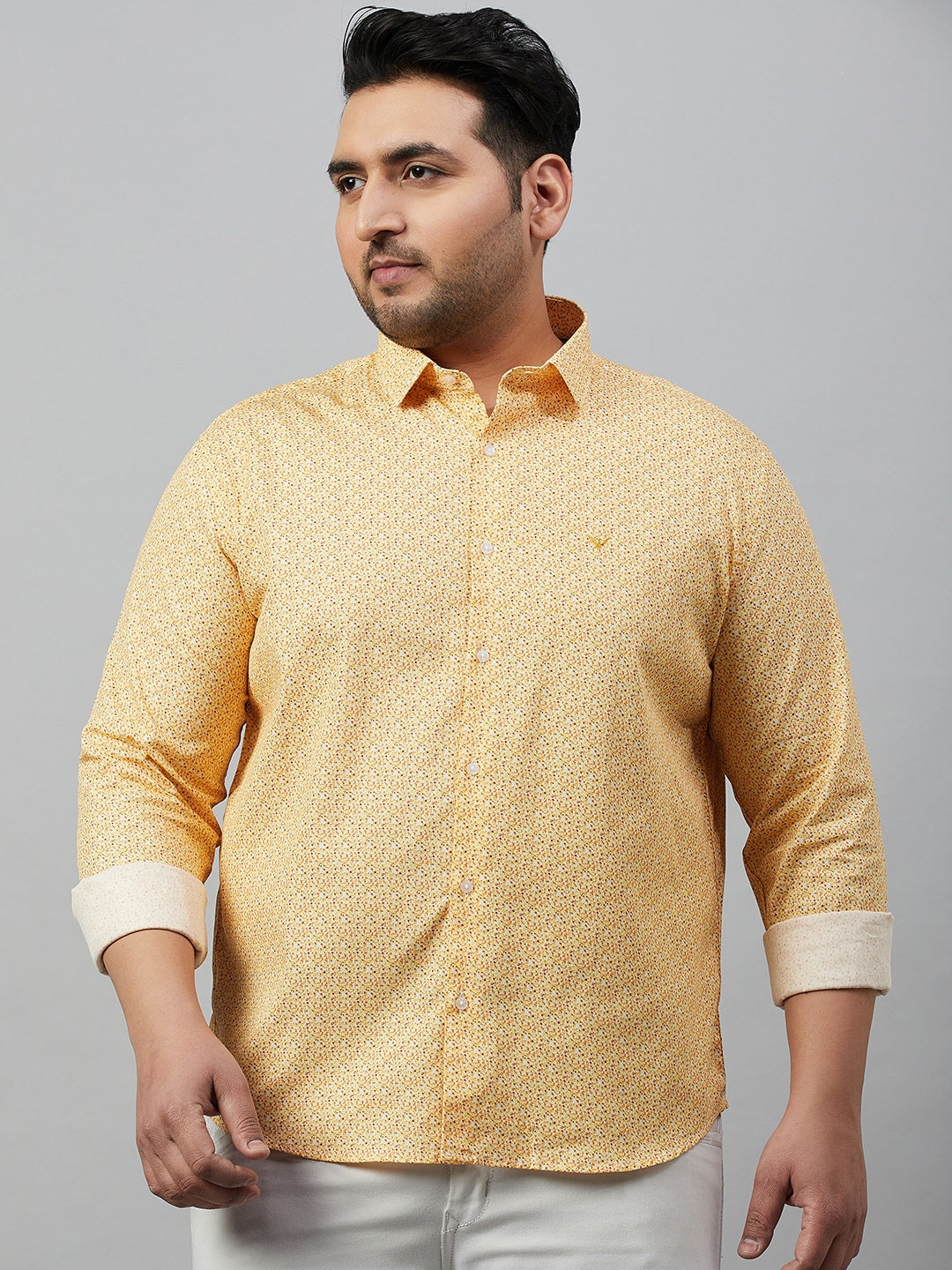 Men Printed Yellow Premium Shirt