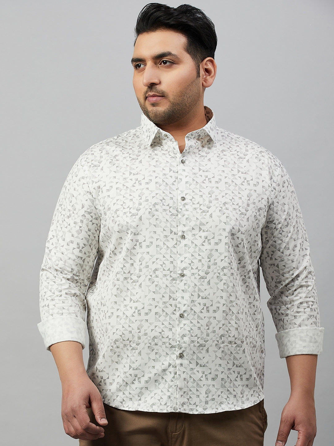 Men Printed White Premium Shirt