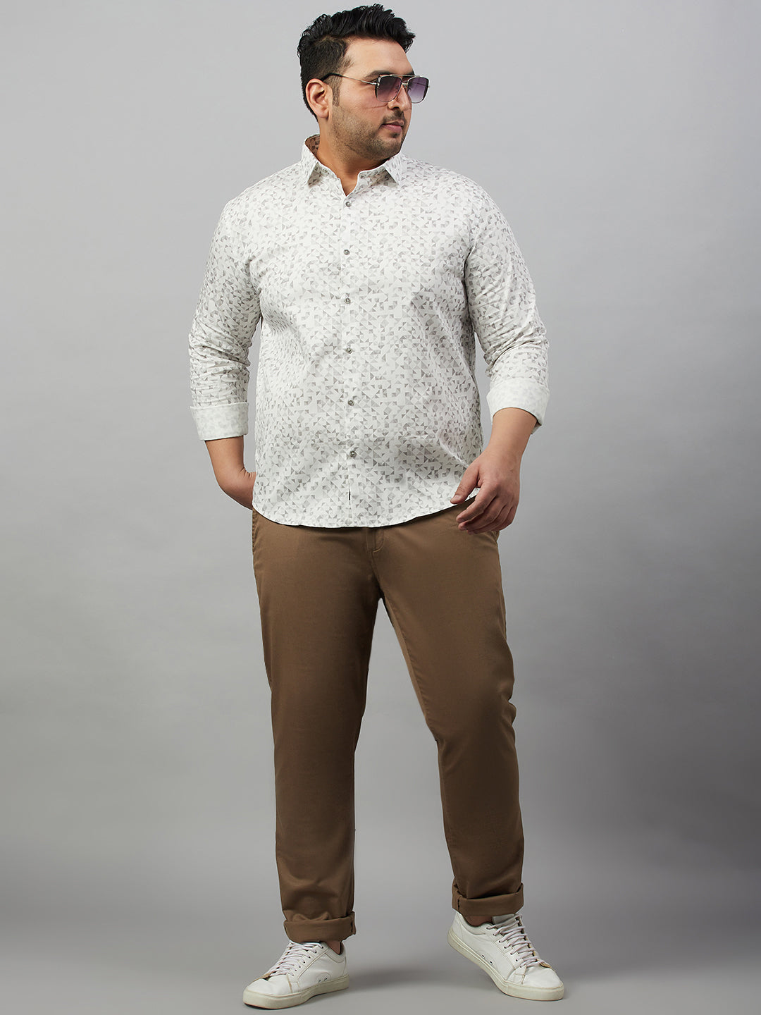 Men Printed White Premium Shirt
