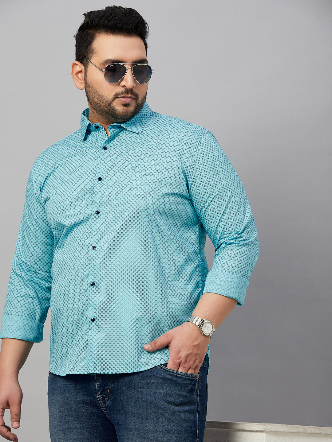 Men Printed Blue Premium Shirt