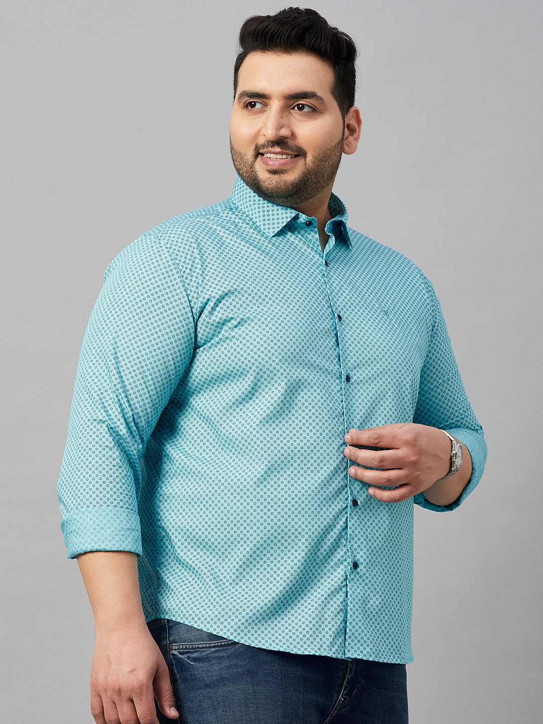 Men Printed Blue Premium Shirt