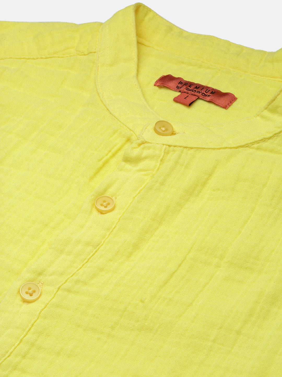 Men Yellow Solid Slim Fit Casual Kurta