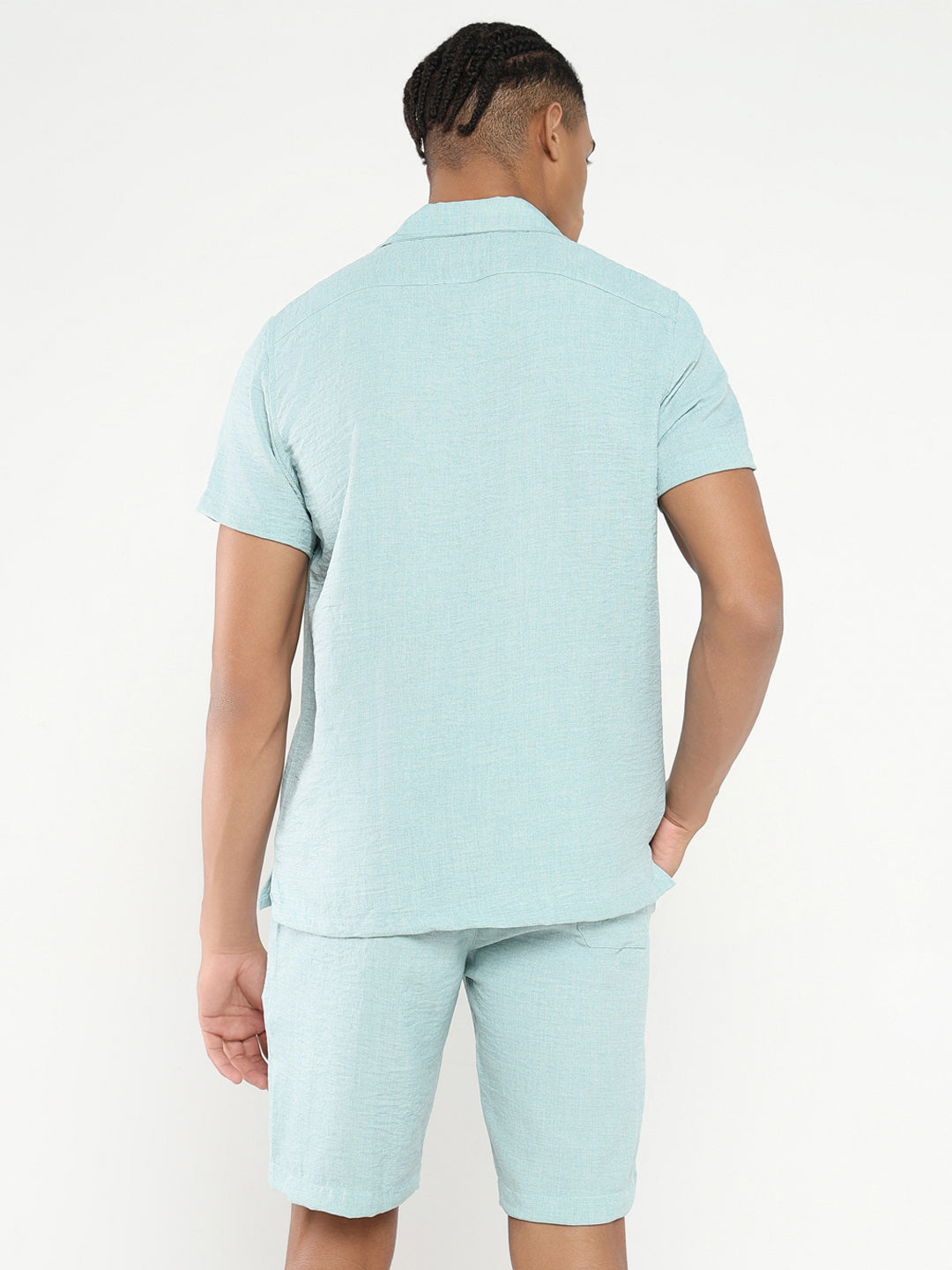 Men Sea Green Solid Co Ords Set