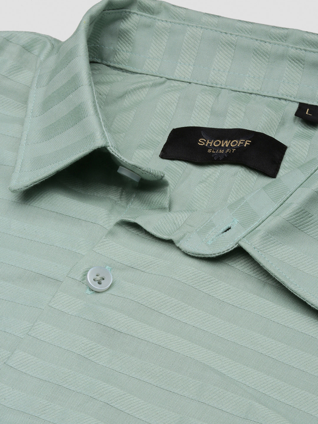 Men Green Slim Fit Striped Shirt