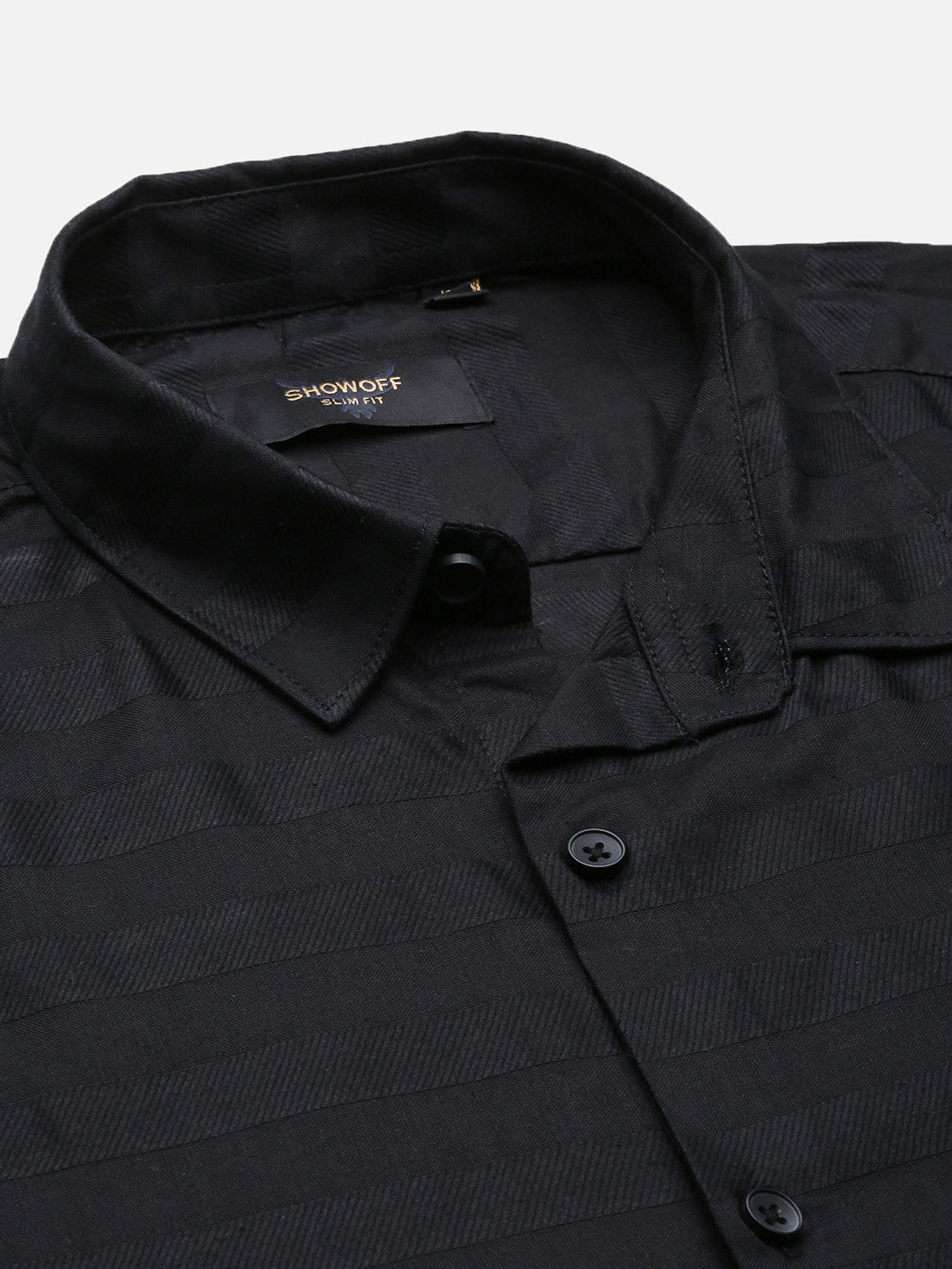 Men Solid Black Slim Fit Shirt