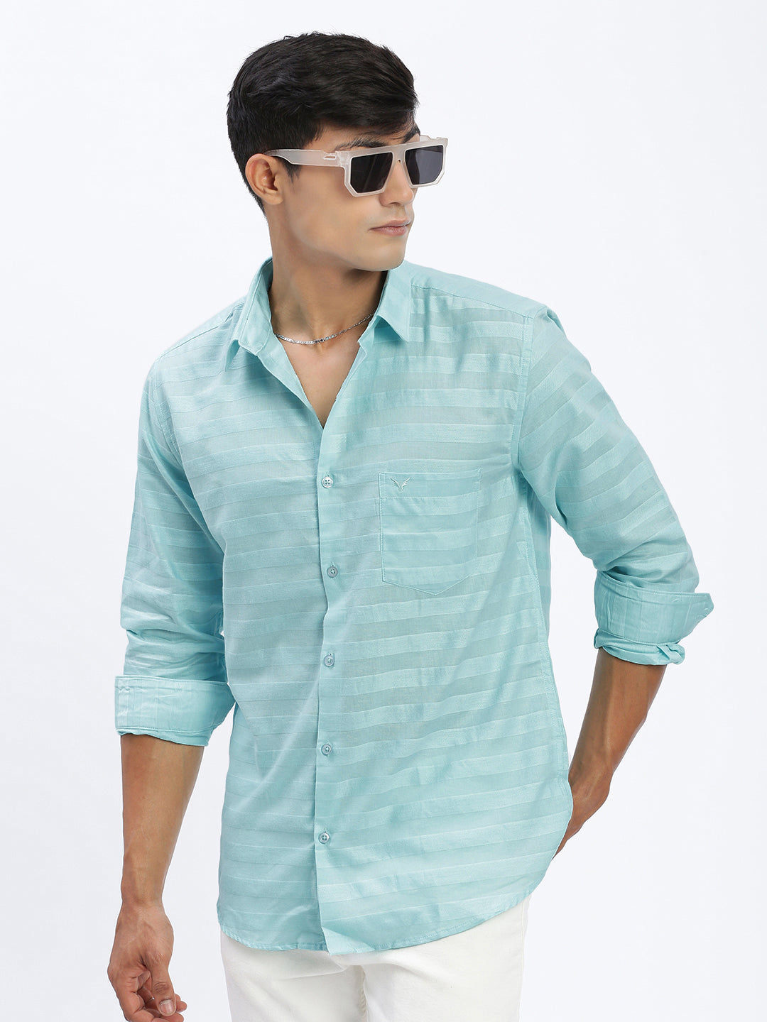 Men Solid Blue Slim Fit Shirt