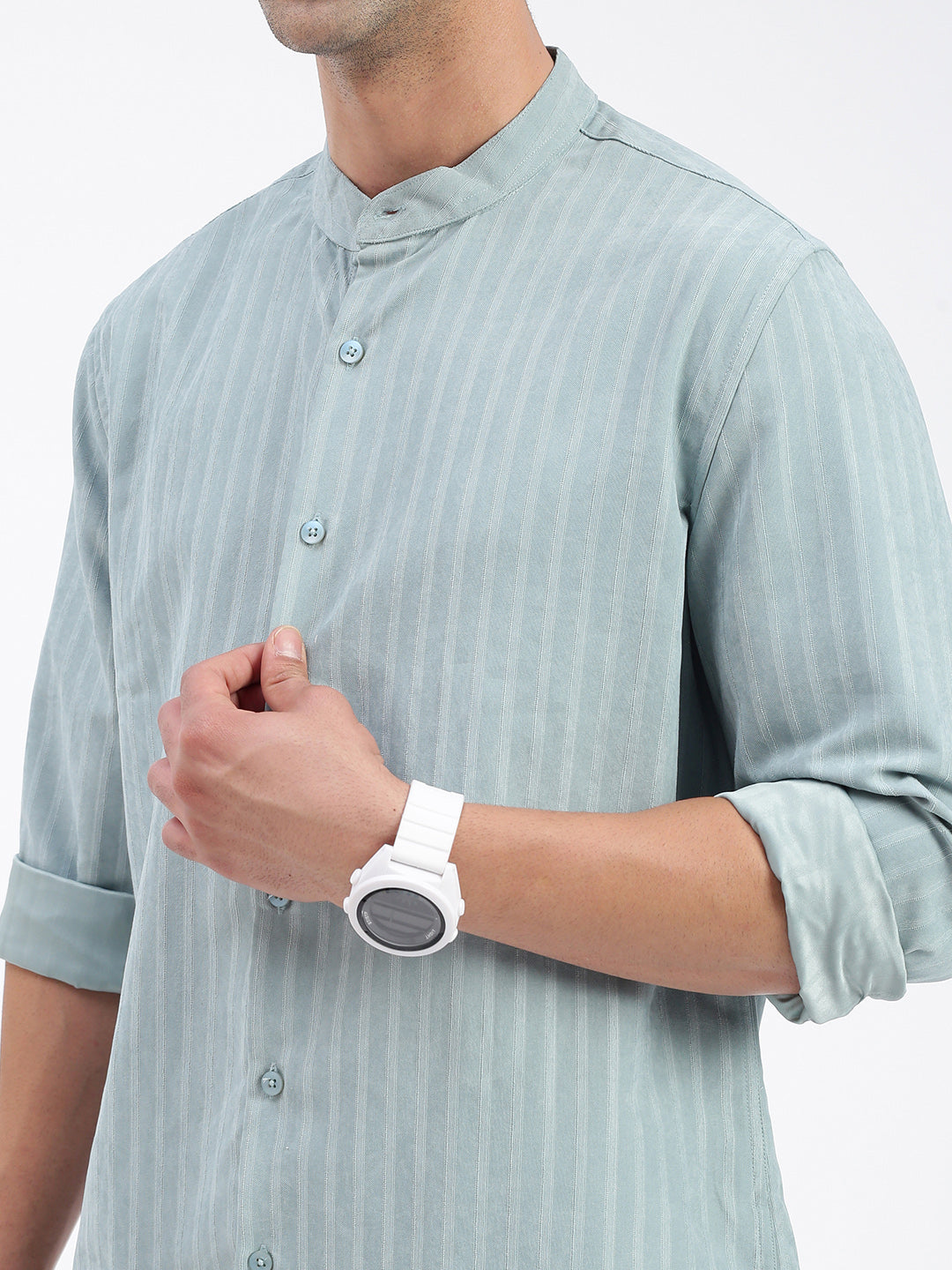 Men Striped Blue Slim Fit Shirt