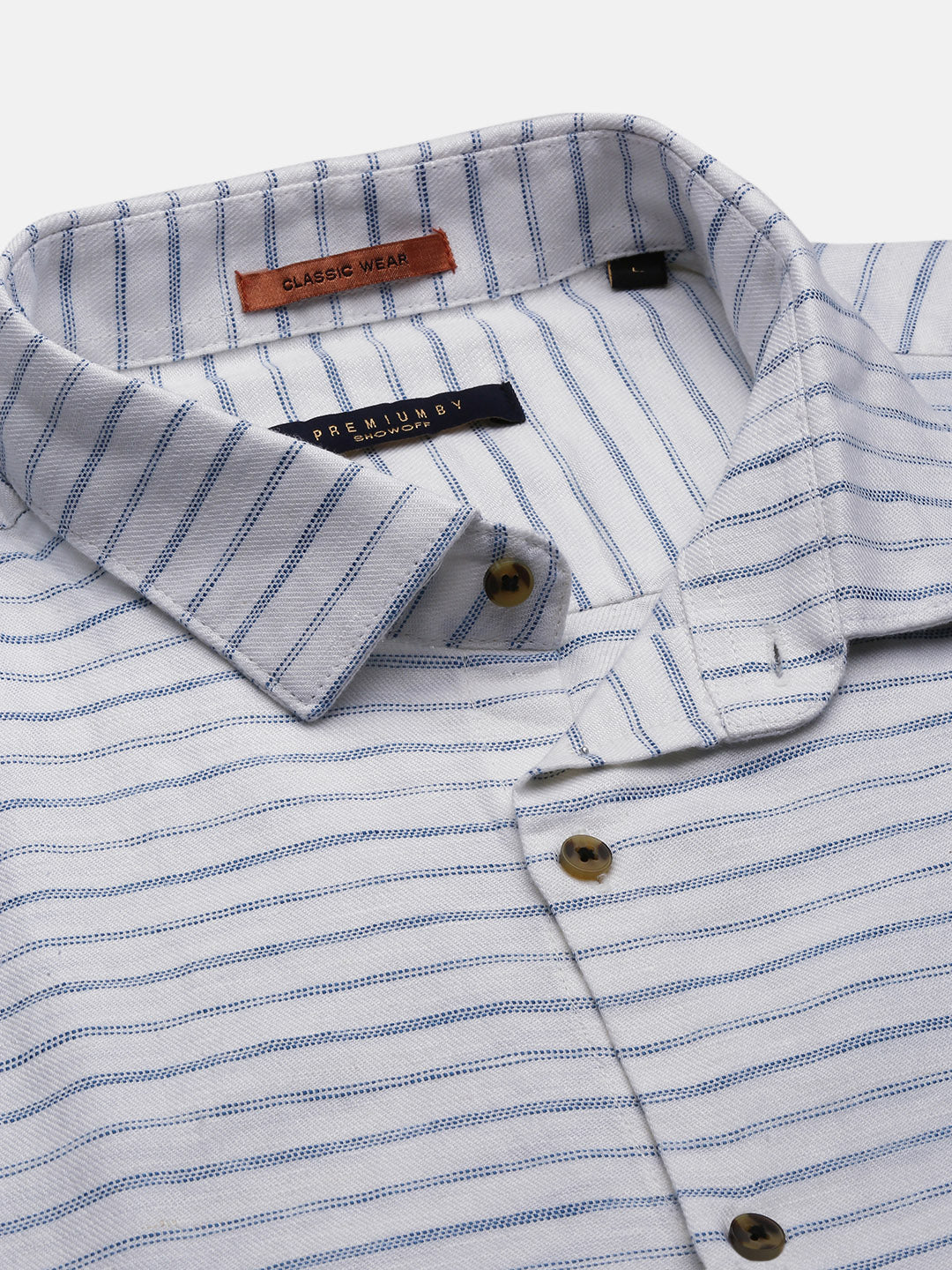 Men White Striped Slim Fit Shirt