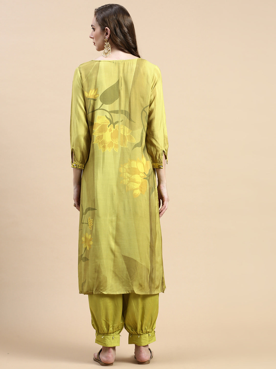 Women Floral Green Straight Kurta Set