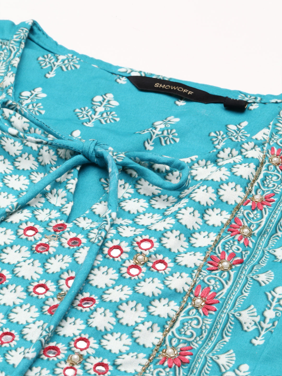 Women Graphic Blue A-Line Kurta Set