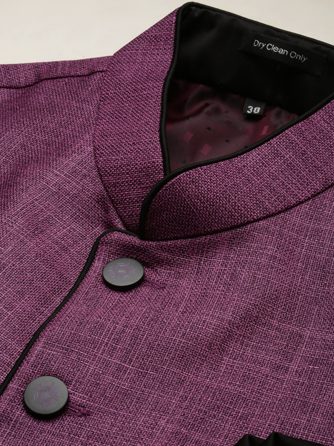 Men Mandarin Collar Solid Purple Nehru Jacket