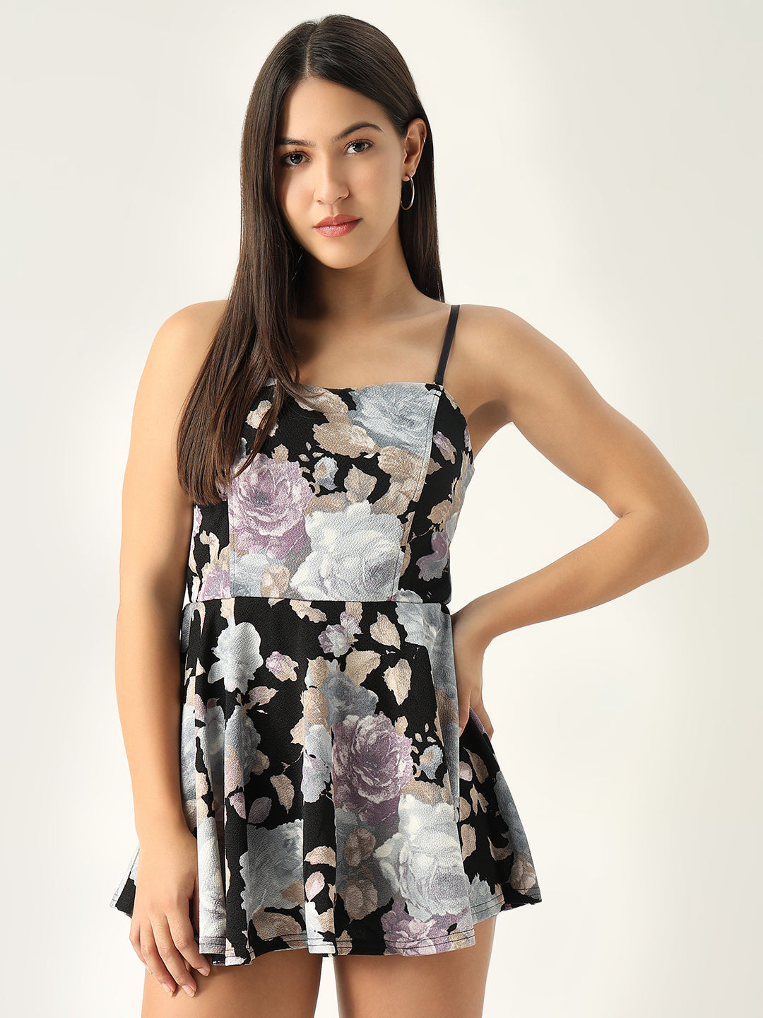 Women Black Printed Playsuit