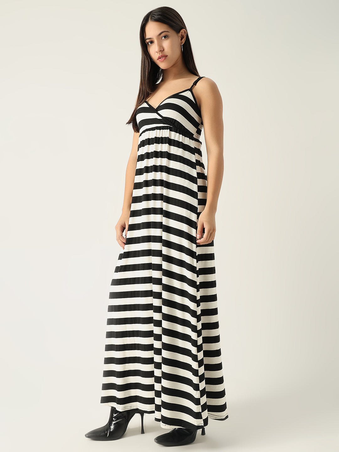 Women Black Striped Maxi Dress