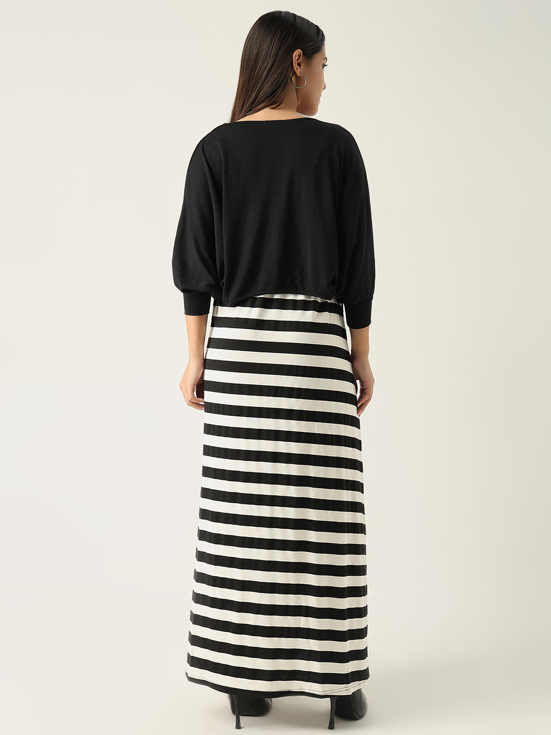 Women Black Striped Maxi Dress