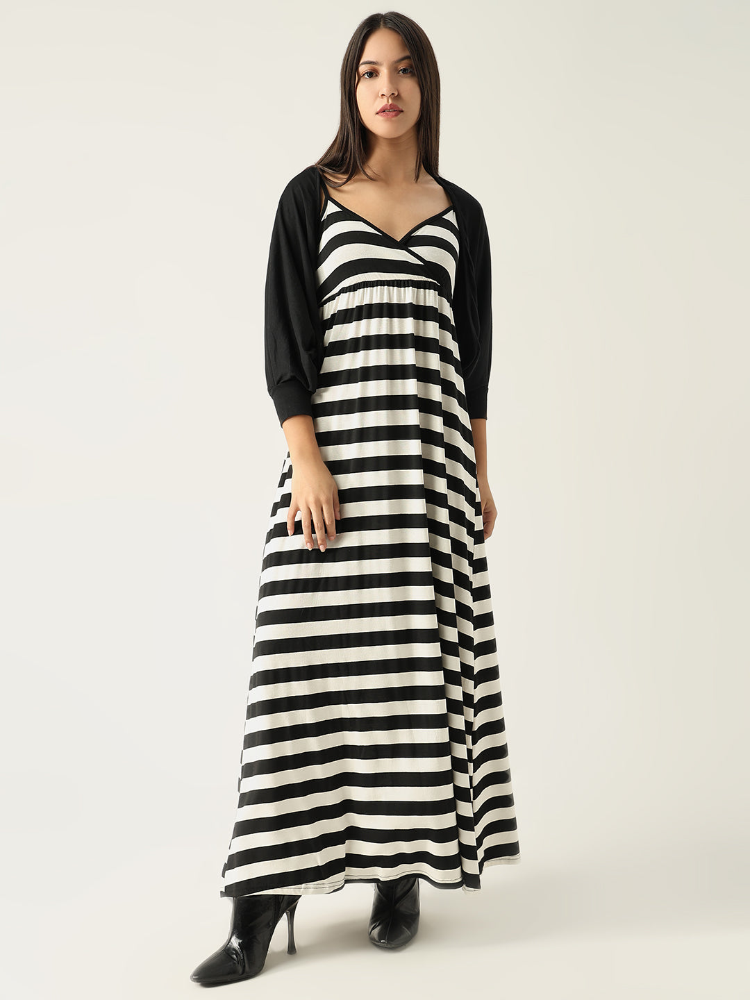 Women Black Striped Maxi Dress