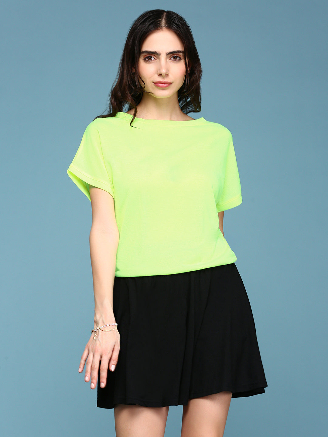 Women Fluorescent Green Colourblock Peplum Dress