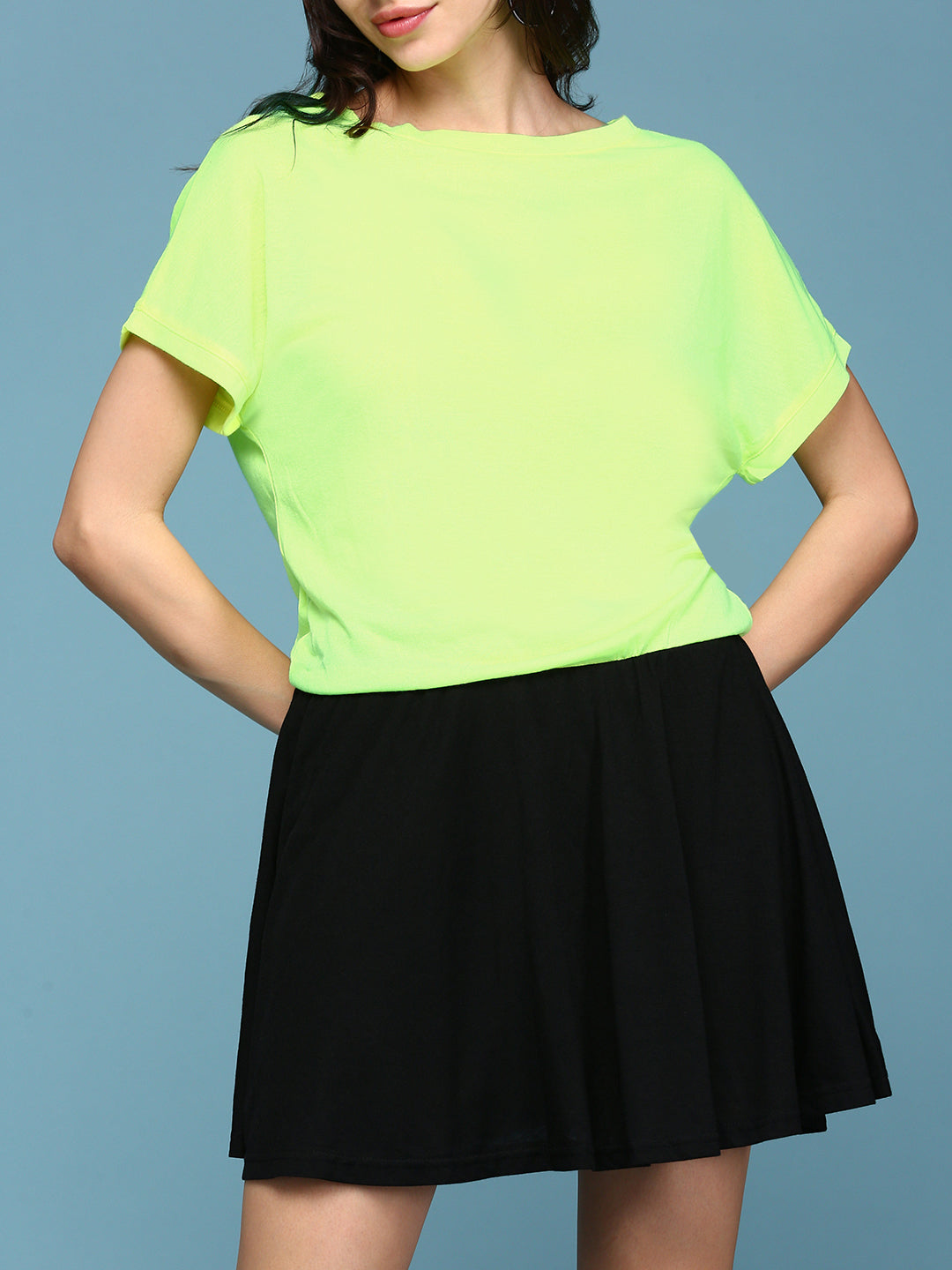 Women Fluorescent Green Colourblock Peplum Dress