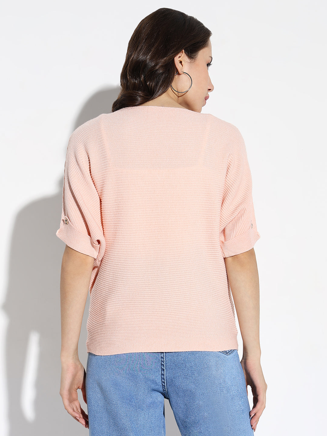 Women Peach Solid Boxy Top