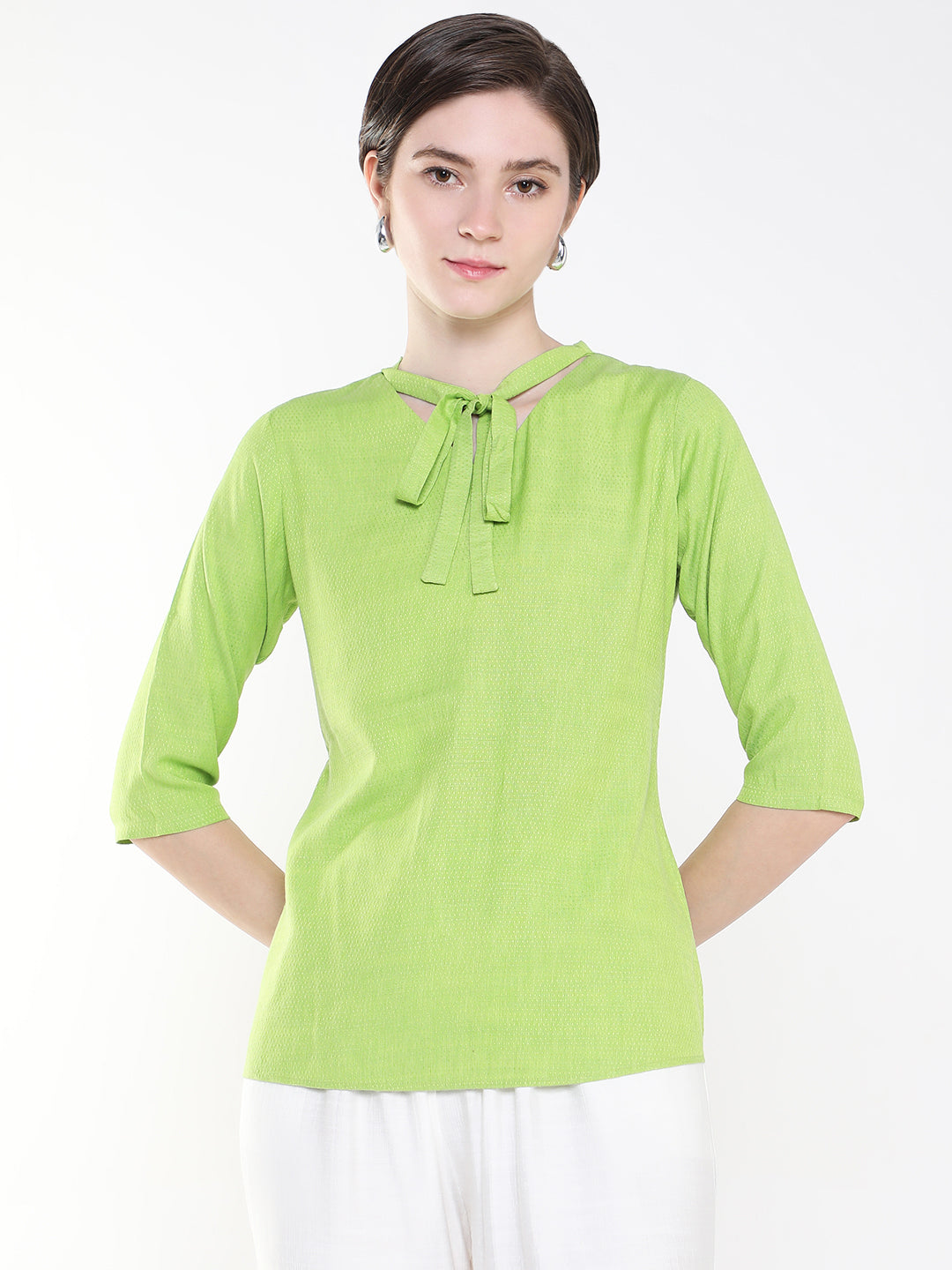 Women Solid Green Top