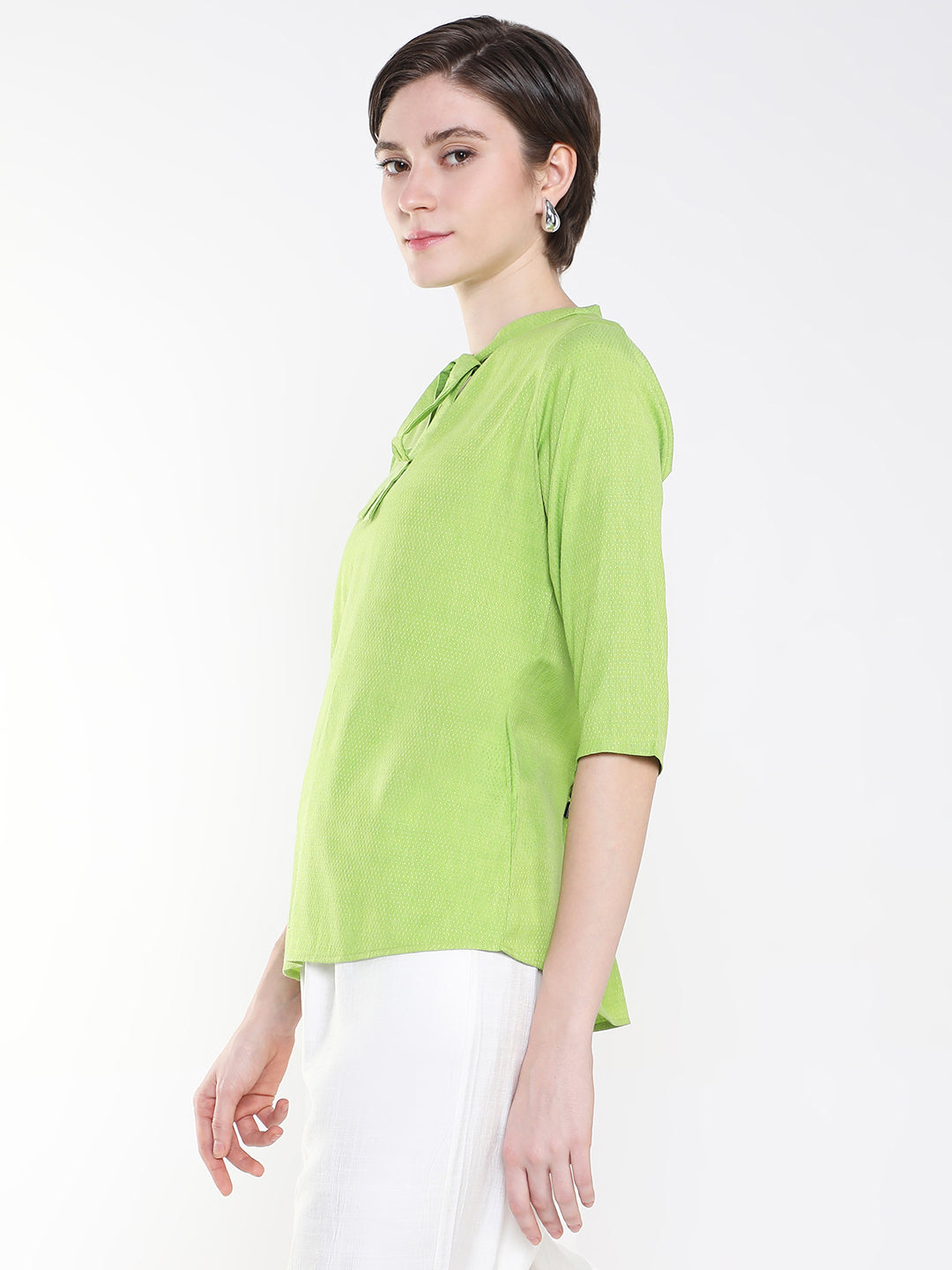 Women Solid Green Top