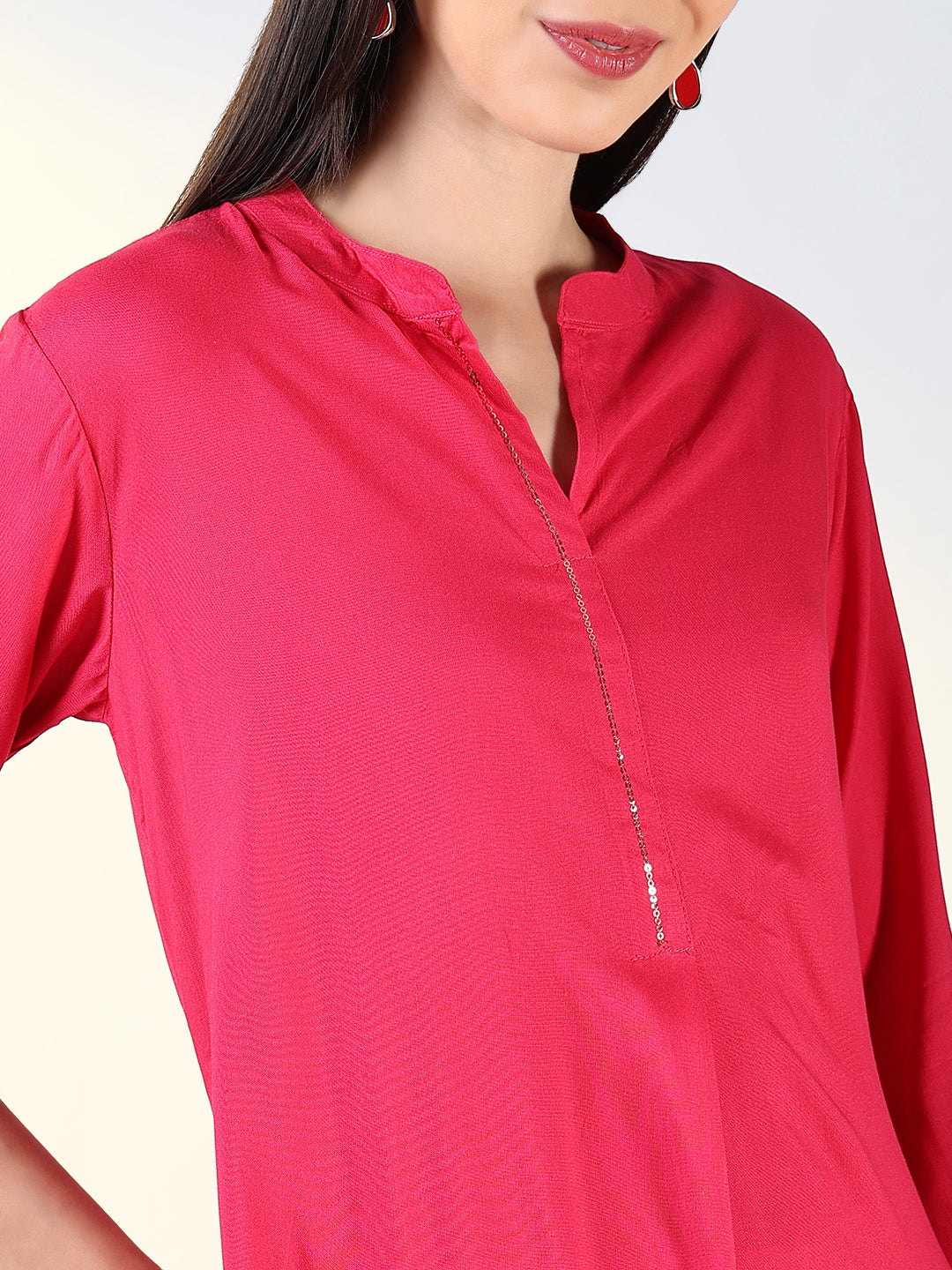 Women Pink Solid A Line Kurta Set