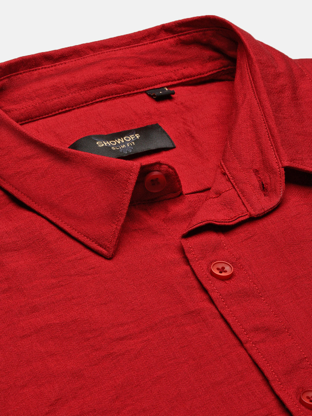 Men Red Solid Slim Fit Shirt